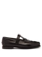 Matchesfashion.com Hereu - Soller M Woven Front Leather Loafers - Mens - Black