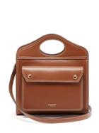 Matchesfashion.com Burberry - Shopper Mini Topstitched Leather Bag - Womens - Brown