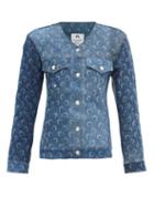 Matchesfashion.com Marine Serre - Collarless Moon-print Recycled-cotton Denim Jacket - Womens - Denim