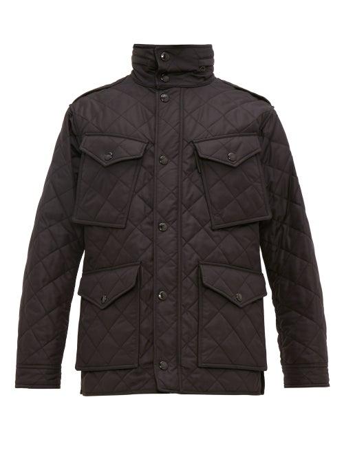 Matchesfashion.com Burberry - Check Lined Quilted Field Jacket - Mens - Black