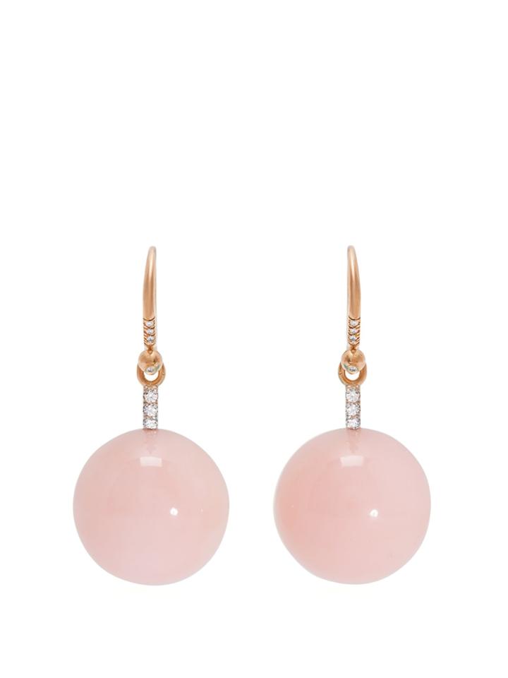 Irene Neuwirth Diamond, Pink-opal And 18kt Rose-gold Earrings