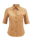 Matchesfashion.com Frame - Short-sleeved Leather Shirt - Womens - Camel
