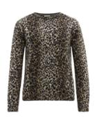 Matchesfashion.com Saint Laurent - Leopard Jacquard Wool Blend Sweater - Mens - Brown Multi