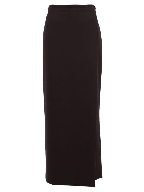 Matchesfashion.com The Row - Laila Grain De Poudre Wool Wrap Skirt - Womens - Black