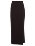 Matchesfashion.com The Row - Laila Grain De Poudre Wool Wrap Skirt - Womens - Black
