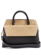 Diane Von Furstenberg Front Flap Satchel Large Leather And Suede Bag