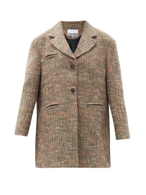Matchesfashion.com Ganni - Single-breasted Wool-blend Tweed Blazer - Womens - Multi