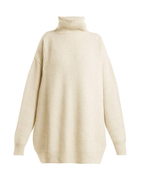Matchesfashion.com Raey - Displaced Sleeve Roll Neck Wool Sweater - Womens - Ivory