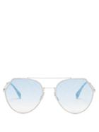 Matchesfashion.com Fendi - Ff Aviator Metal Sunglasses - Womens - Blue