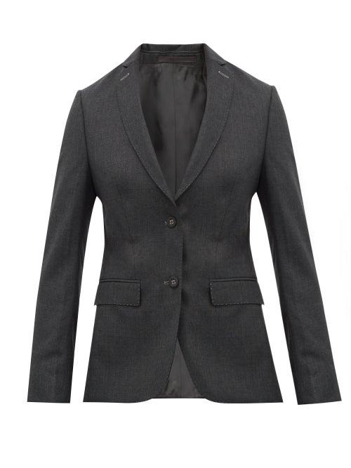 Matchesfashion.com Officine Gnrale - Vanessa Single Breasted Wool Poplin Blazer - Womens - Grey