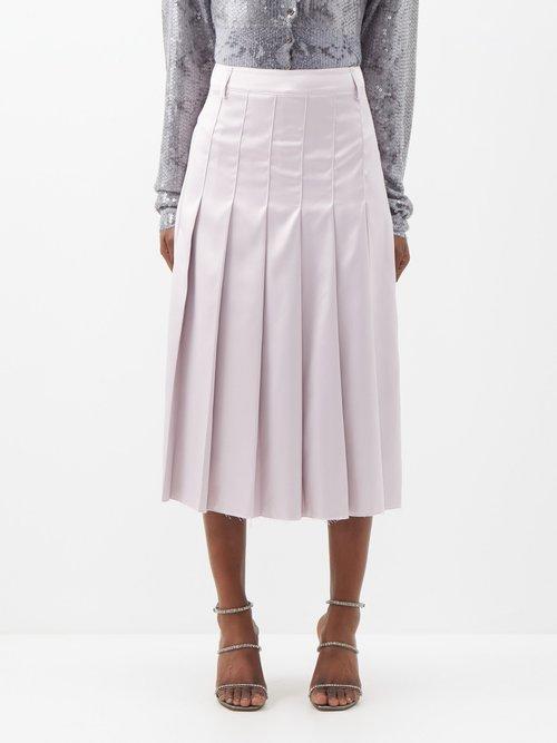 16arlington - Nimue Knife-pleated Satin Midi Skirt - Womens - Dusty Pink