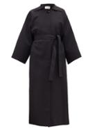 Matchesfashion.com Lemaire - Raglan-sleeve Belted Silk-blend Gabardine Coat - Womens - Navy