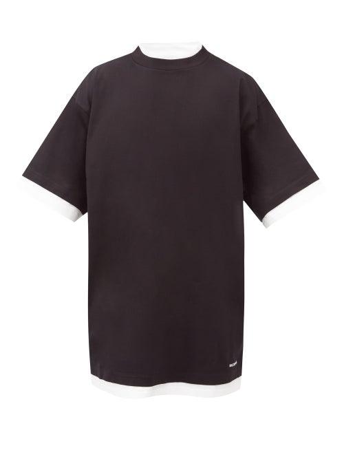 Matchesfashion.com Balenciaga - Logo-embroidered Layered Cotton-jersey T-shirt - Mens - Black White