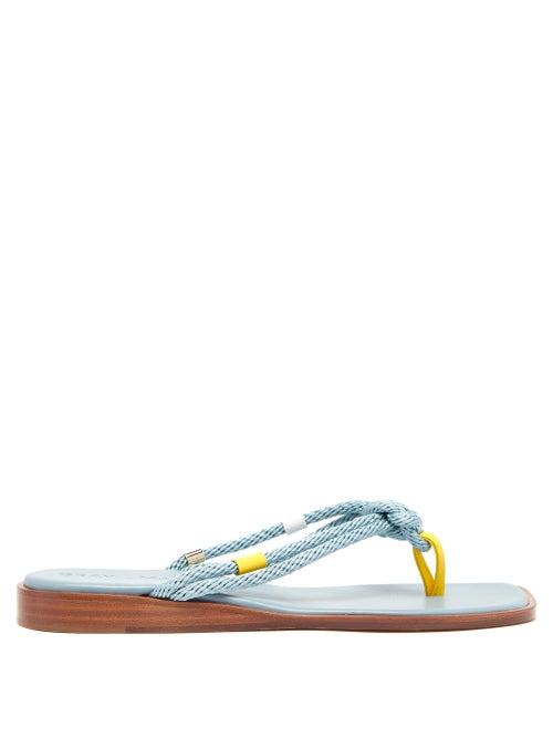 Matchesfashion.com Gray Matters - Corda Square-toe Leather Slides - Womens - Light Blue