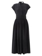Raey - Shawl-collar Gathered Lyocell-blend Dress - Womens - Black
