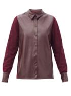 Matchesfashion.com Roksanda - Paden Faux-leather And Jersey Shirt - Womens - Burgundy
