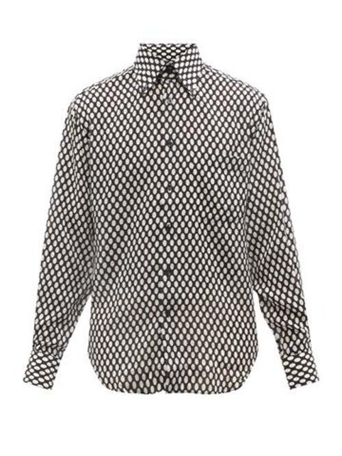 Tom Ford - Polka-dot Lyocell-poplin Shirt - Mens - Black White