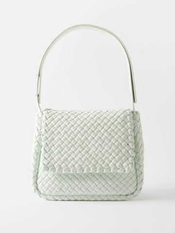Bottega Veneta - Cobble Small Intrecciato-leather Shoulder Bag - Womens - Light Green