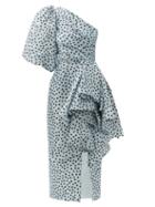 Matchesfashion.com Rasario - One-shoulder Polka-dot Silk-organza Dress - Womens - Light Blue