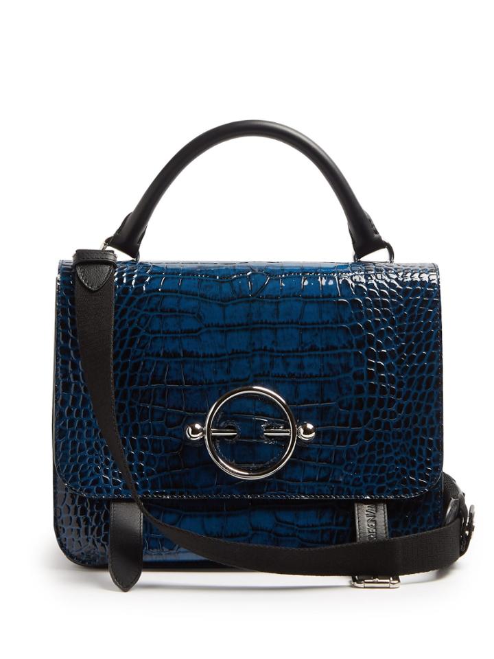 Jw Anderson Disc Crocodile-effect Leather Satchel Bag