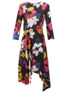 Matchesfashion.com Colville - Handkerchief-hem Floral-print Satin Dress - Womens - Multi