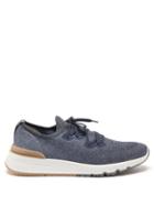 Mens Shoes Brunello Cucinelli - Suede-trim Mesh Trainers - Mens - Dark Navy