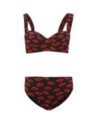Matchesfashion.com Leslie Amon - Cristen Kiss-embroidered High-rise Bikini - Womens - Red Print