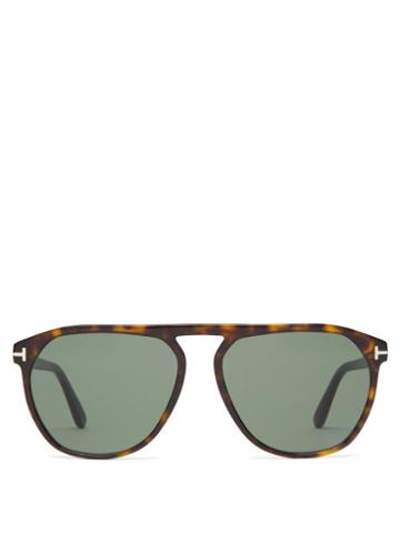 Mens Eyewear Tom Ford Eyewear - Jasper Square Tortoiseshell-acetate Sunglasses - Mens - Green