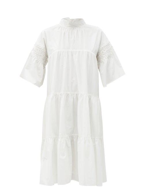 Matchesfashion.com Merlette - Astell Hand-smocked Cotton-poplin Dress - Womens - White