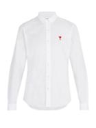 Matchesfashion.com Ami - Logo Embroidered Long Sleeve Shirt - Mens - White