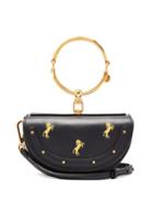 Matchesfashion.com Chlo - Nile Horse Embroidered Miniaudiere Leather Clutch - Womens - Navy Multi