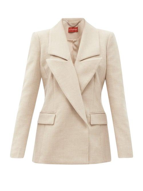 Matchesfashion.com Altuzarra - Eileen Double-breasted Wool-blend Jacket - Womens - Beige