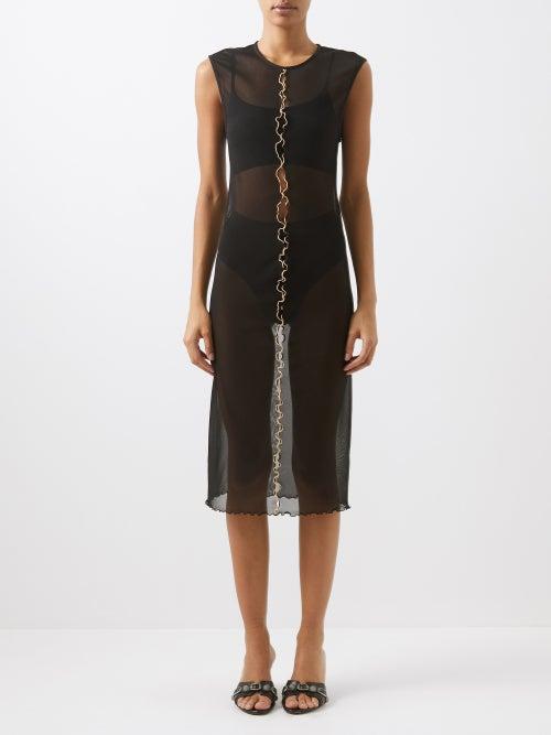 Rui - Cutout-seam Mesh Midi Dress - Womens - Black