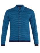 Prada Long-sleeved Pixel-jacquard Wool Polo Shirt