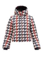 Perfect Moment - Polar Houndstooth-print Quilted Down Ski Jacket - Womens - Red Blue