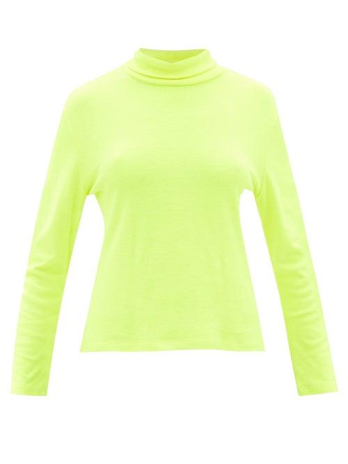 Batsheva - Cotton-jersey Roll-neck Top - Womens - Green