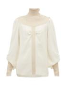 Matchesfashion.com Chlo - Wool Blend Roll Neck Silk Georgette Blouse - Womens - Ivory