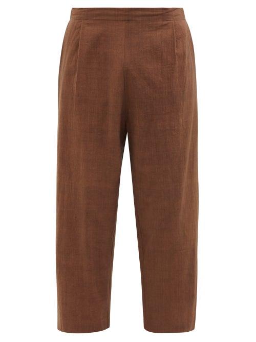 Matchesfashion.com 11.11 / Eleven Eleven - Cropped Pleated Cotton Trousers - Mens - Dark Red
