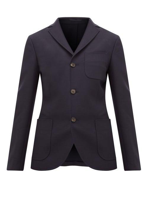 Matchesfashion.com Holiday Boileau - Gabi Single Breasted Wool Blazer - Womens - Navy