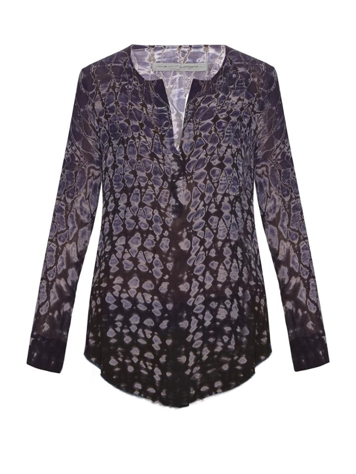 Raquel Allegra Silk-chiffon Tie-dye Henley Top