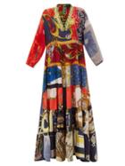 Matchesfashion.com Rianna + Nina - Patchwork Vintage-silk Maxi Dress - Womens - Multi