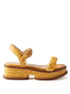 Gabriela Hearst - Michael Braided Raffia Flatform Sandals - Womens - Yellow