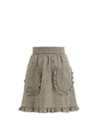 Matchesfashion.com Batsheva - Polka-dot Prince Of Wales-check Wool Skirt - Womens - Grey