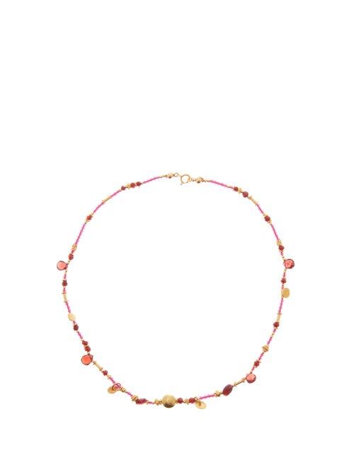 Matchesfashion.com Katerina Makriyianni - Garnet And Gold-vermeil Beaded Necklace - Womens - Red Gold