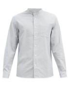 Matchesfashion.com A.p.c. - Mark Band-collar Striped Cotton Shirt - Mens - Navy