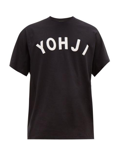 Matchesfashion.com Y-3 - Yohji Baseball Style Appliqu Cotton T Shirt - Mens - Black White
