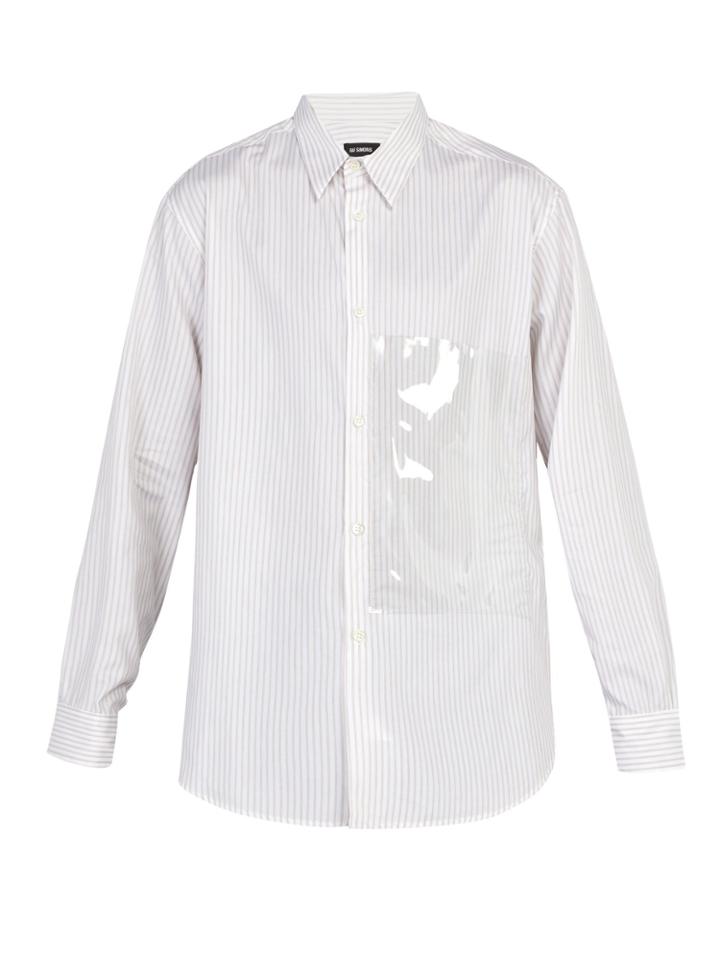 Raf Simons Pvc-panelled Striped Cotton Shirt