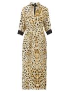 Matchesfashion.com Prada - Leopard Print Cut Out Sabl Midi Dress - Womens - Leopard