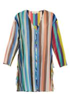 Diane Von Furstenberg V-neck Striped Cotton-blend Dress