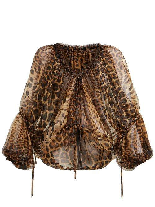 Matchesfashion.com Saint Laurent - Leopard Print Silk Blouse - Womens - Leopard